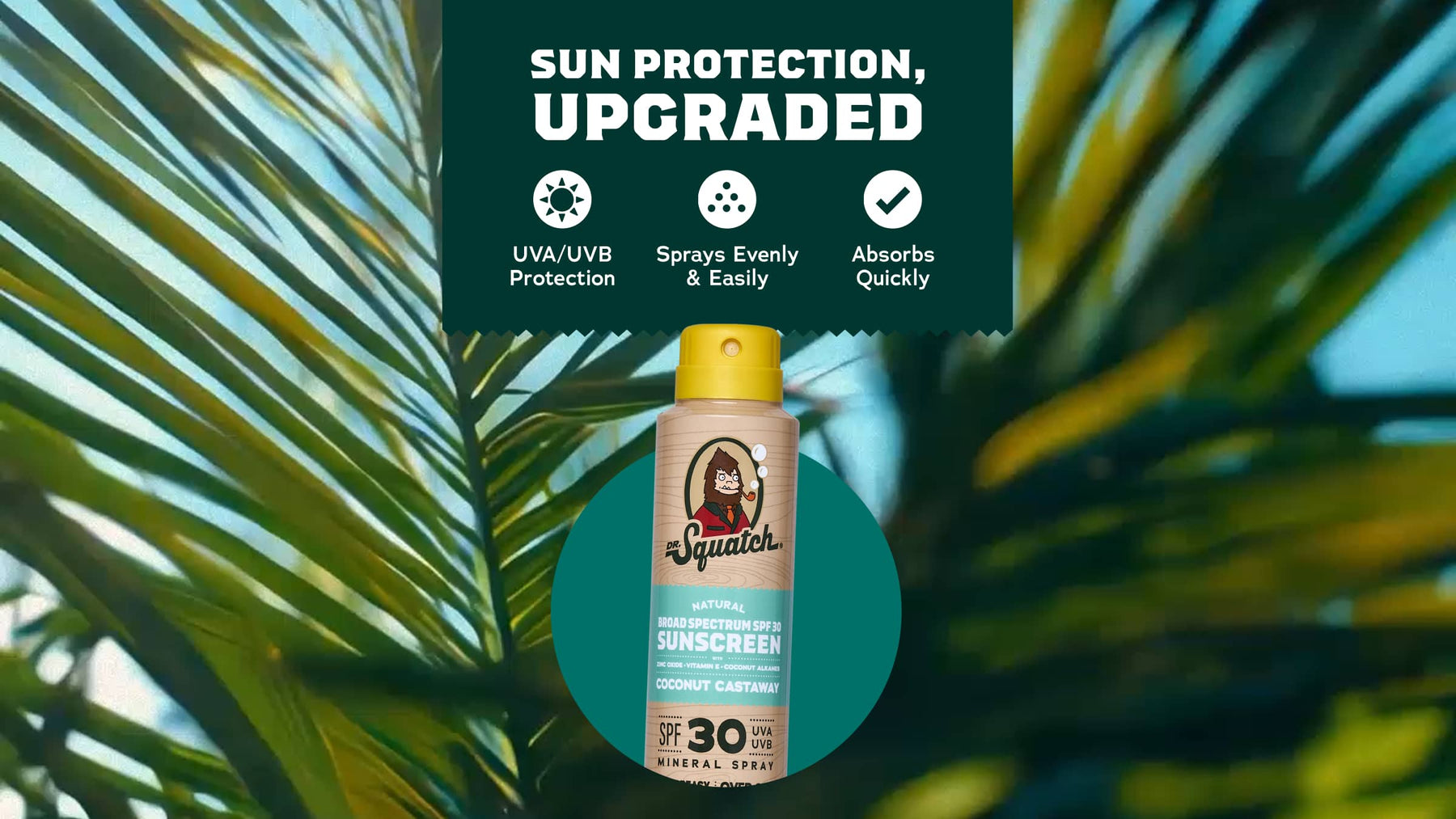 Dr. Squatch Spray | SPF 30 UVA/UVB Protection | Non-Greasy Mineral Sunscreen for Men - Bright Finish